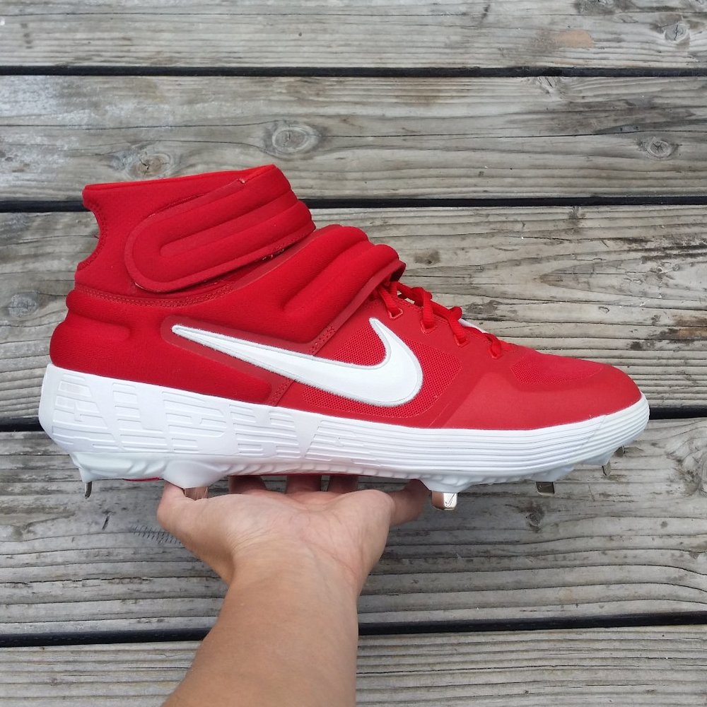 New Men Nike Alpha Huarache Elite 2 Mid University Red Baseball Cleats